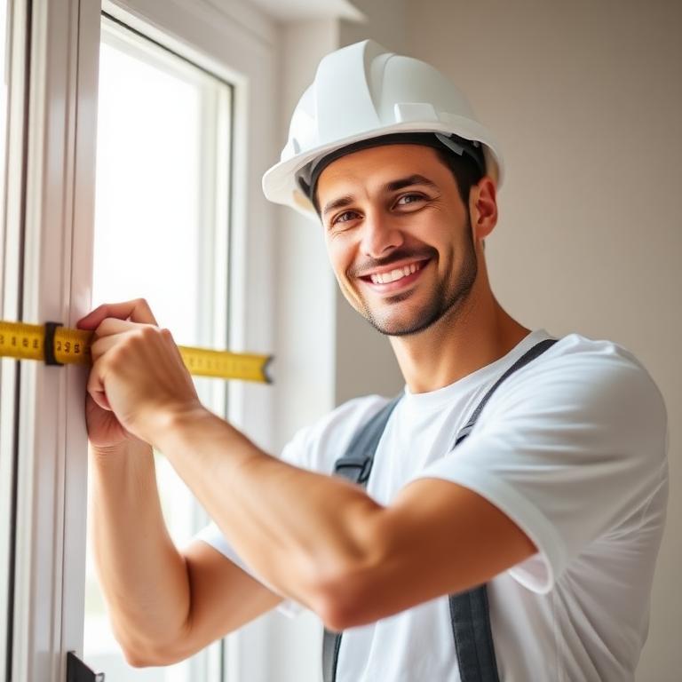 Apex handyman measuring a window